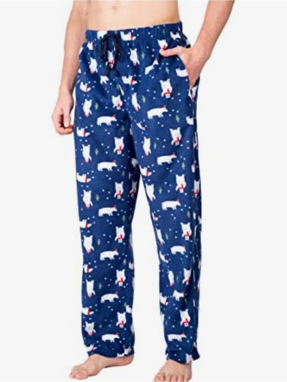 NWT SLEEPHERO Men’s Navy Polar Bear Fleece Pajama Pants Holiday XL